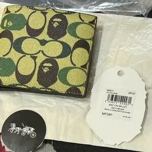 Bape Bags Nwt Coach X Bape Signature Canvas Wape Head Black